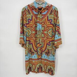 Hale Bob Sz S Jersey Mini Dress Multicolor Boho Cocktail Party Resortwear W/Belt